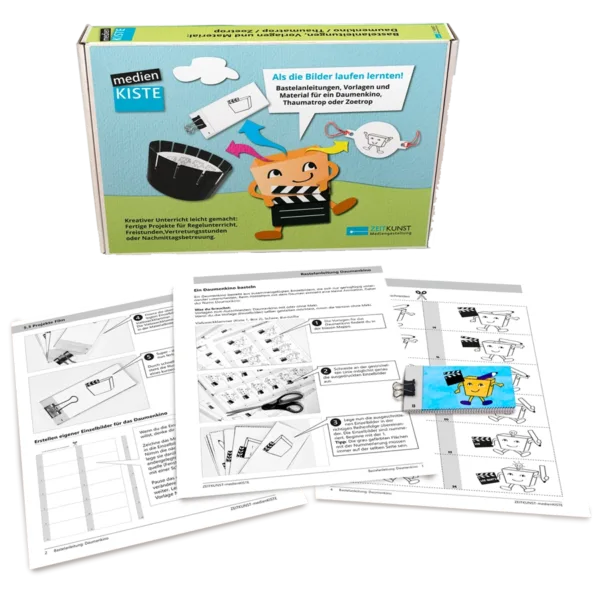 Die Box der medienKISTE „Bastelanleitungen – Als die Bilder laufen lernten“, Projekt Daumenkino