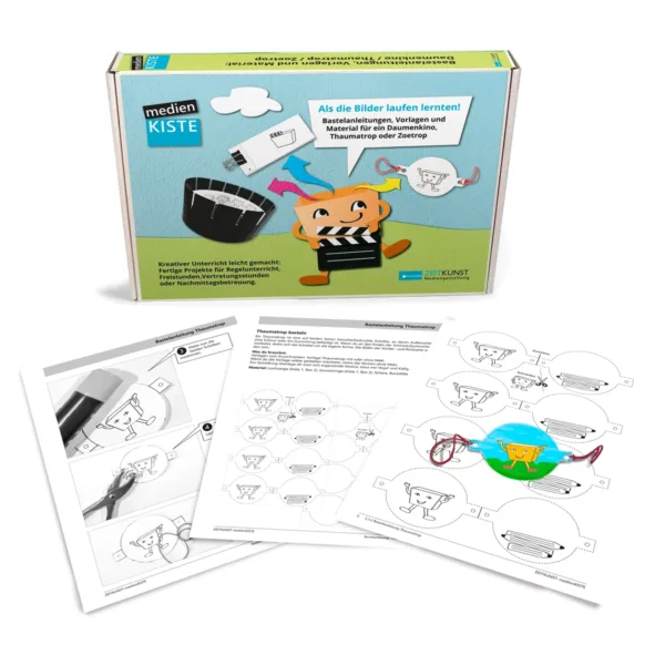 Die Box der medienKISTE „Bastelanleitungen – Als die Bilder laufen lernten“, Projekt Thaumatrop